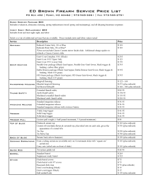 Price list pdf download - ED Brown Firearm Service Price List