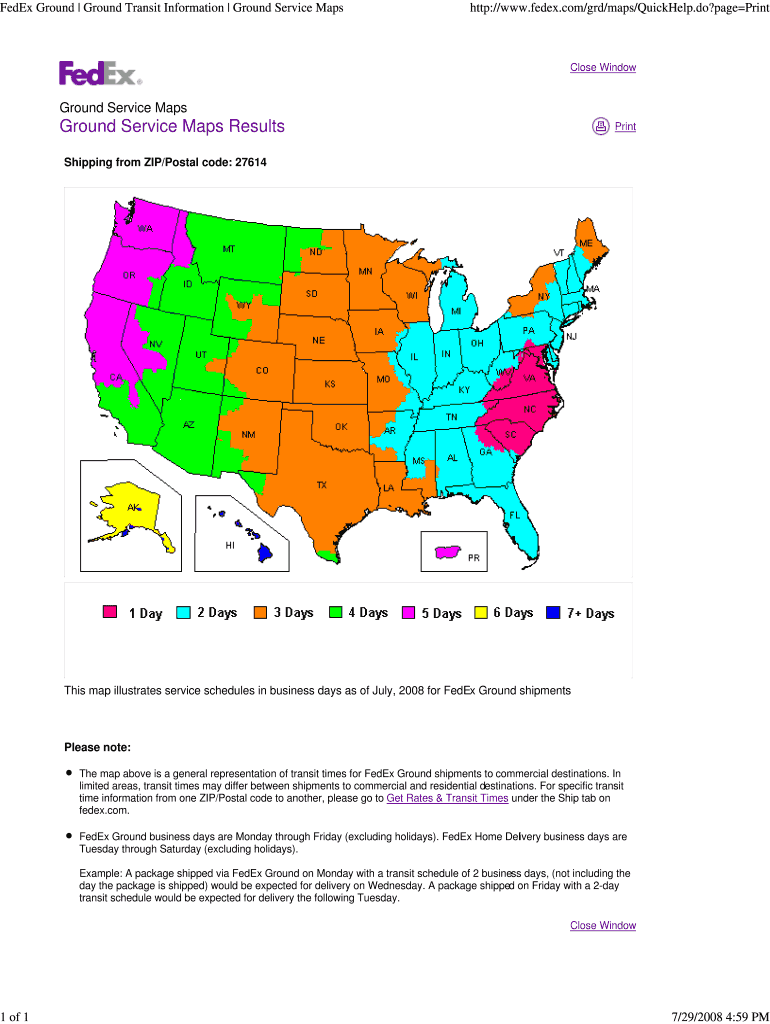Fillable Online FedEx Ground Ground Transit Information Ground Service ...