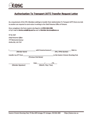 Club flyer template - Authorization To Transport (ATT) Transfer Request Letter