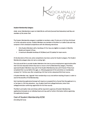 Student Membership Application Form 2011