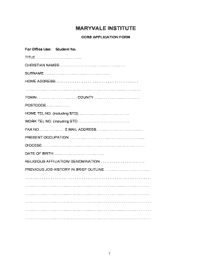 CCRS APPLICATION FORM - maryvale ac