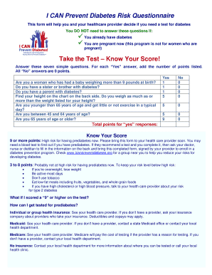 A1c chart - I CAN Prevent Diabetes Risk Questionnaire - mndiabetes