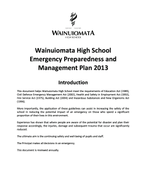 Wainuiomata High School Emergency Preparedness and ... - wainuiomatahigh school