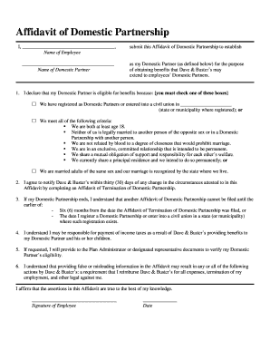 Fillable Online Affidavit of Domestic Partnership - insidethefun.com ...