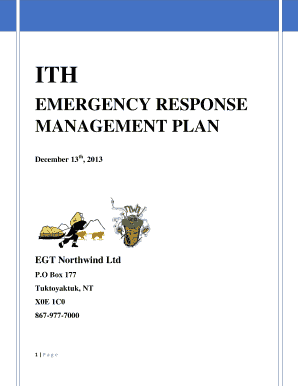 EMERGENCY RESPONSE MANAGEMENT PLAN - ith dot gov nt