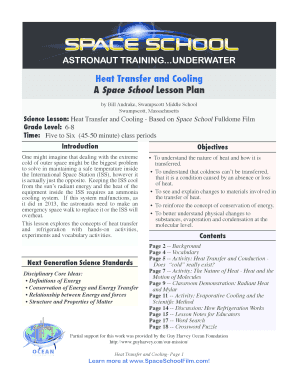 Ics form list - Heat Transfer and Cooling A Space School Lesson Plan