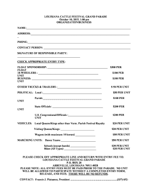 2013 schedule se - Parade entry form - Louisiana Cattle Festival - louisianacattlefestival