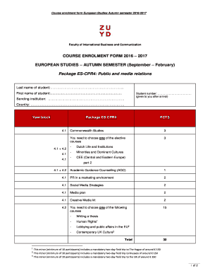 Printable non renewal of lease letter - COURSE ENROLMENT FORM 2016 EUROPEAN STUDIES AUTUMN ... - ibsmaastricht