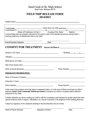 school trip release form