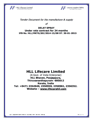 Tender Document for the manufacture &amp