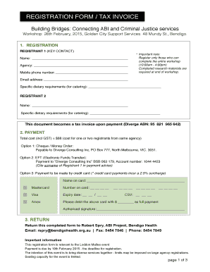 How to bill for consulting services sample - REGISTRATION FORM / TAX INVOICE - diverge.org.au - diverge org