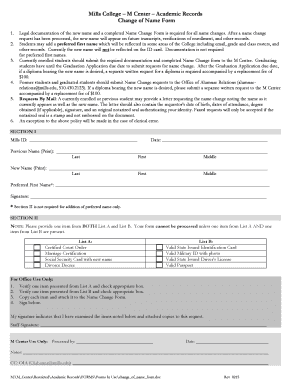 Fillable Online mills Legal documentation of the new name and a ...
