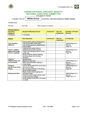 White Arrow Evaluation Form - meridianarcheryclub org