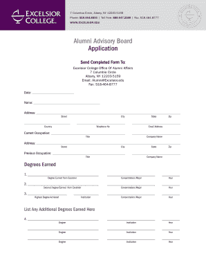 Alumni Advisory Board Member Application Form Excelsior College Fill Online Printable Board Membership Application Template