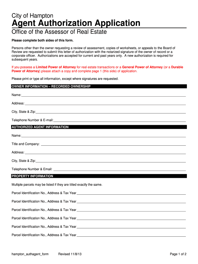 Fillable Online hampton Hampton Agent Authorization Application Fax