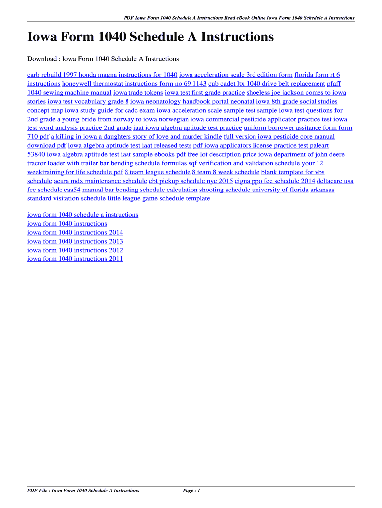 Fillable Online 104 131 86 Iowa Form 1040 Schedule A Instructions. iowa