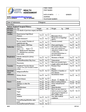 HEALTH ASSESSMENT - Canossa Private Hospital - canossa org