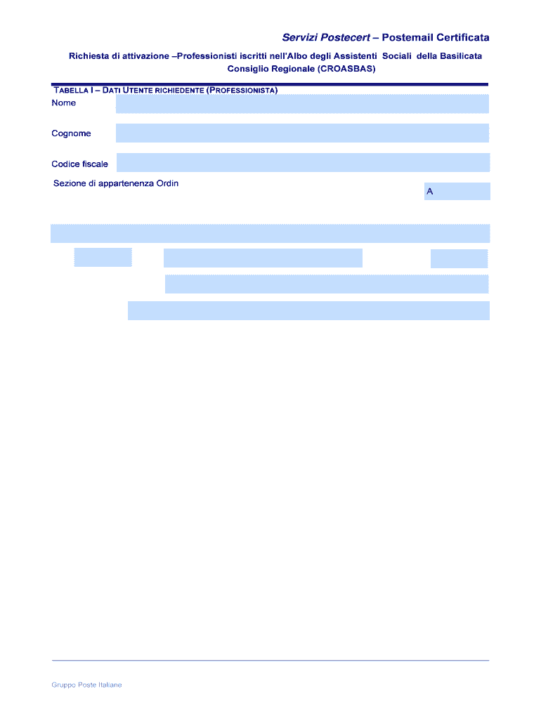 Fillable Online Croasbas Postecert Postemail Certificata Croasbas it 