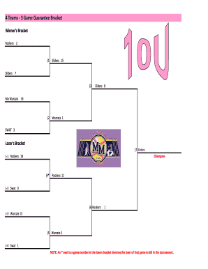 Fillable Online 4 Teams - 3 Game Guarantee Bracket Fax Email Print ...