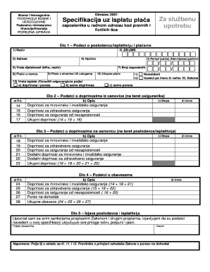 Bosnia and Herzegovina Form 2001