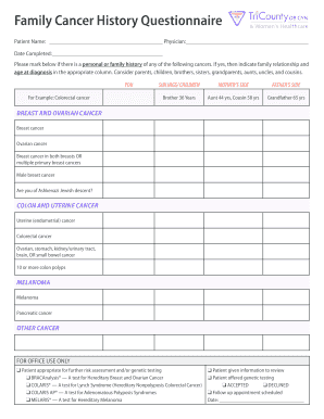 Family Cancer History Questionnaire - Alafia OBGYN