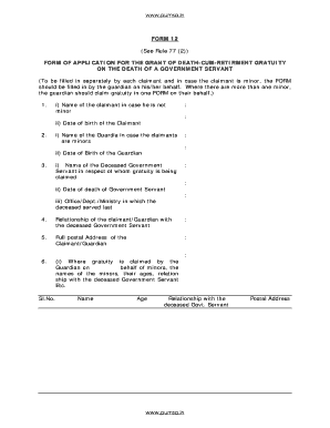 FORM 12 FORM OF APPLICATION FOR THE GRANT OF DEATH-CUM ... - pumsa