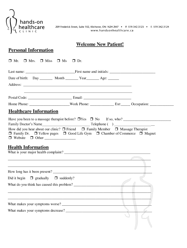 new patient personal information Preview on Page 1