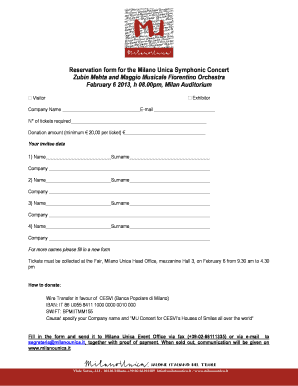 Maryland odometer statement - Reservation form for the Milano Unica Symphonic Concert - milanounica