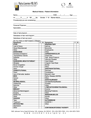 Medical History Patient Information Form