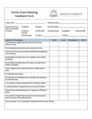 family team meeting feedback form