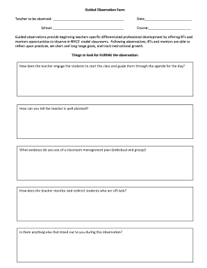 Teacher Guided Observation Form