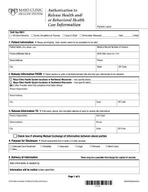 behavioral health release of information forms authorization to release health care information