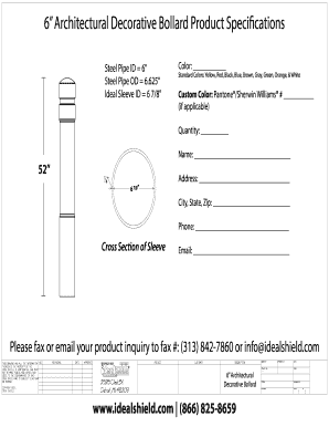 6 Architectural Decorative Bollard Product Specications