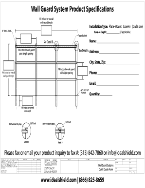 Wall Guard System Drawing Quote Form