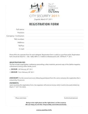 Business memo template google docs - Zagreb, March 9th 2011 REGISTRATION FORM - zastita.info