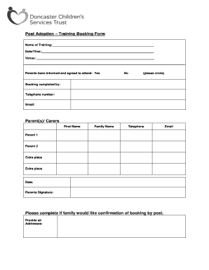 Post Adoption Training Booking Form - Doncaster Children's ... - doncasterchildrenstrust co