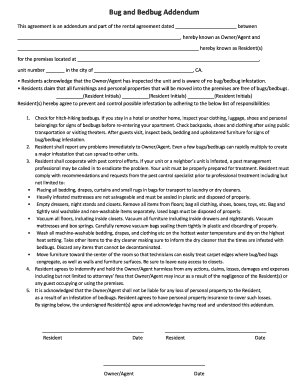Fillable Online Bug and Bedbug Addendum - Rent My Apartments Fax Email ...