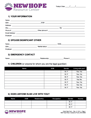 Agenda statement for education - Client Data Form - hoperesource.org