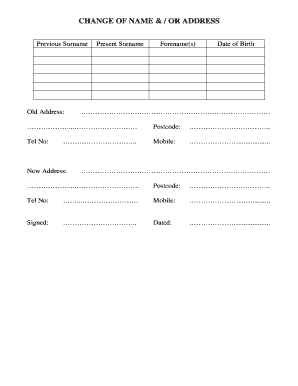 Excel task tracker template - Change of name or address form - Parkfield Medical Centre - parkfieldmedicalcentre co