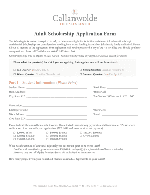 Theater merit badge workbook - Adult Scholarship Application Form - Callanwolde Fine Arts Center - callanwolde