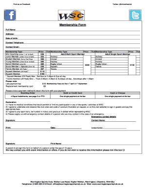 Membership Form - Warrington Sports Club - warringtonsportsclub co