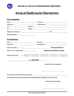 Antrag auf Gewhrung der Geburtsprmie - pompjeeennorden