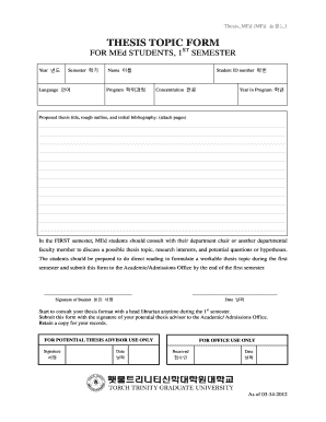 ThesisMEd1Thesis Topic Form(for MEd students, 1st Semester) - ttgu ac