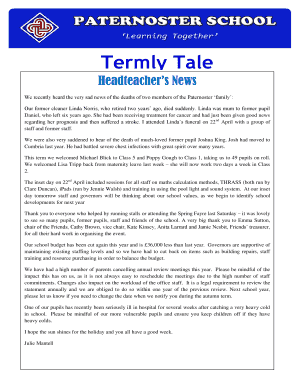 Donation request letter for school pdf - Termly Tale - Paternoster School - paternosterschool co