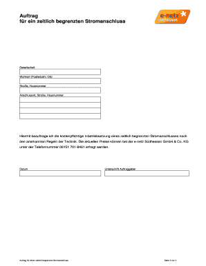 Simple company profile template - Auftrag fr ein zeitlich begrenzten Stromanschluss - e-netz-suedhessen