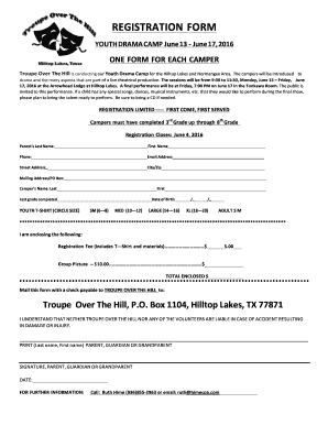 FINAL-REGISTRATION FORM TROUPE YOUTH CAMP- 2016 - troupeoverthehill