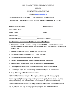 Saskatchewan rental agreement pdf - Download the rental agreement here! - Camp Harding - campharding