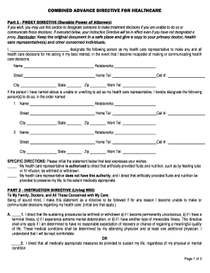 COMBINED ADVANCE DIRECTIVE FOR HEALTHCARE - englewoodhealth