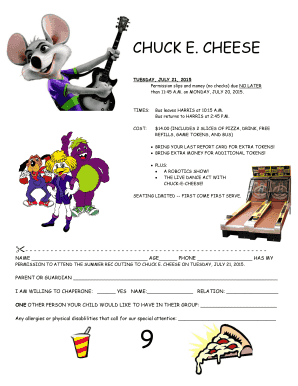 Fillable Online CHUCK E. CHEESE - amherstsummerfun.com Fax Email Print ...