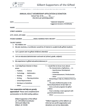 Appointment letter sample - ANNUAL ADULT MEMBERSHIP APPLICATION & DONATION - gilbertgifted